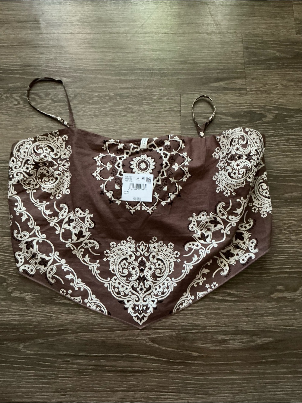 NWT Brown Paisley Bandana Crop Top